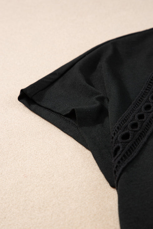 Crochet Lace Detail Oversized Tee